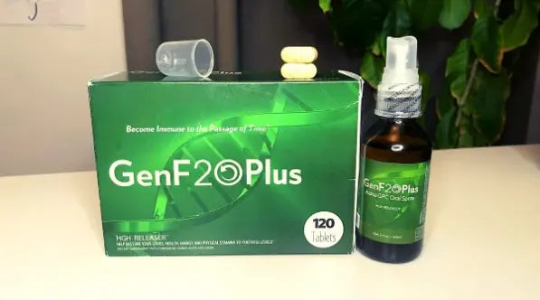 My original GenF20 Plus box, tablets and oral spray photographed during my experience with the product