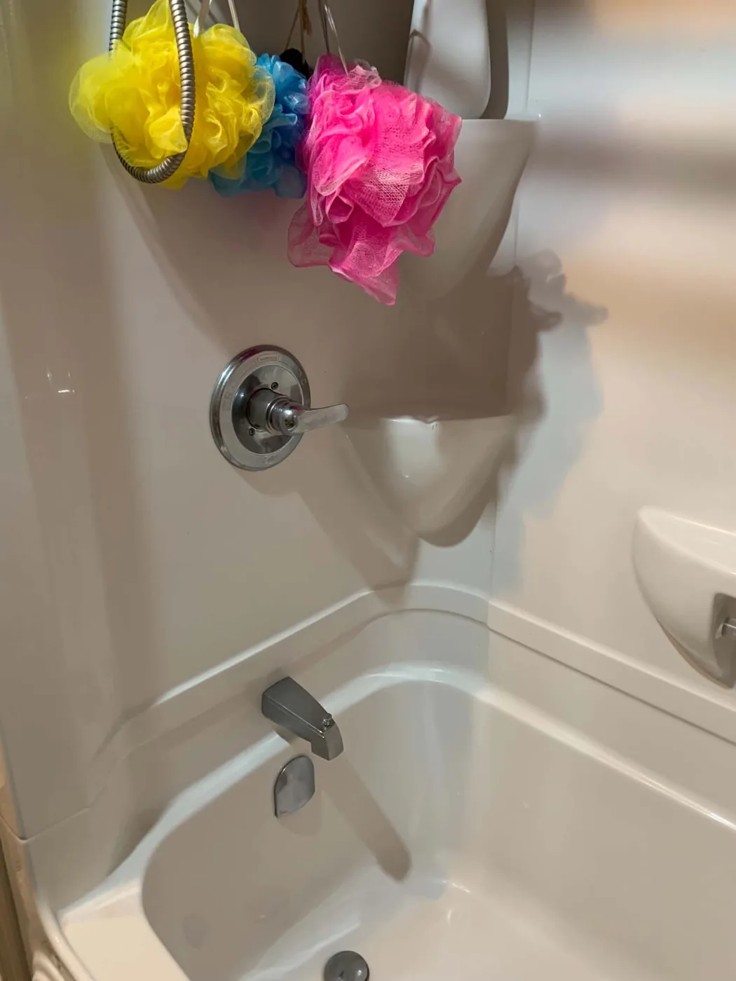 Tim's shower used for his short warm splashdown before bed